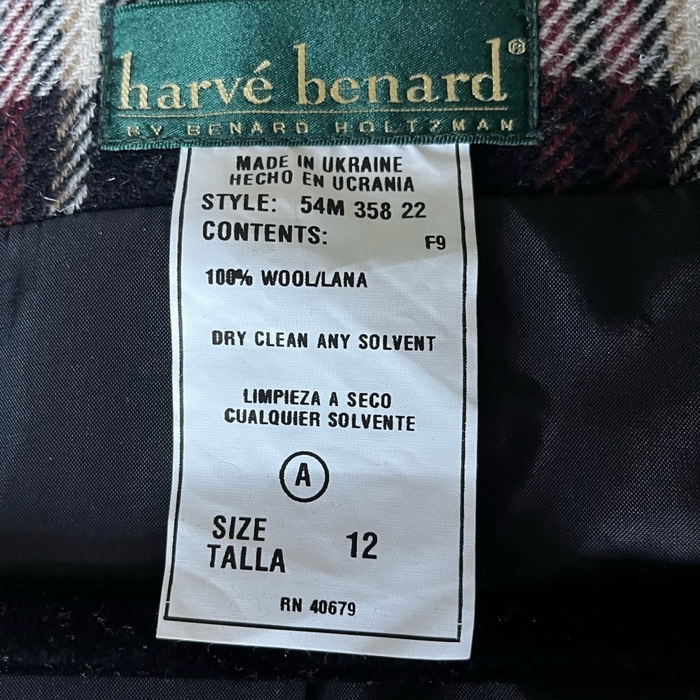 VTG Harve Benard Plaid Wool Tweed Cabin Core Black/Red Chore/Barn Coat Sz 12 GUC - Picture 16 of 16
